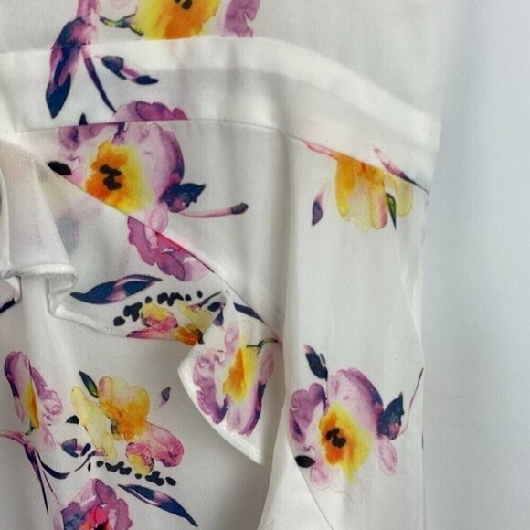 Parker Dress Womens Medium White Floral Mini Dress Tropical Lightweight - Picture 13 of 13